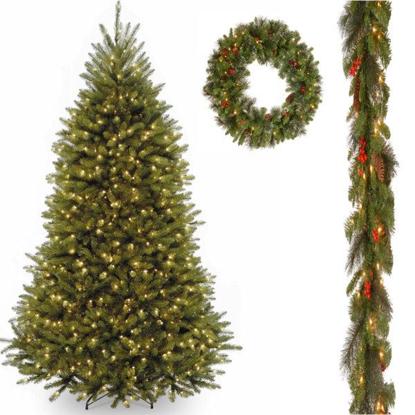 Trinx 90" H Green Fir Cashmere Christmas Tree with 600 LED Lights Wayfair